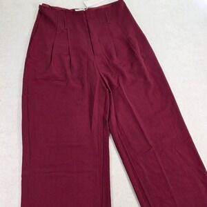 Gilli Womens Large Wide Leg Pants Burgundy NWT High Rise Pleated Trousers SP7317